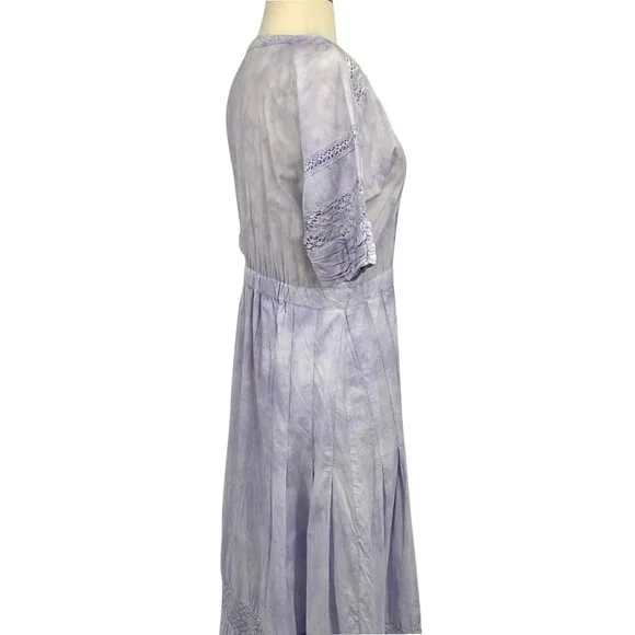 LoveShackFancy Edie Lilac Violet Cotton Midi Dress Size XS Short Sleeve - Picture 11 of 16